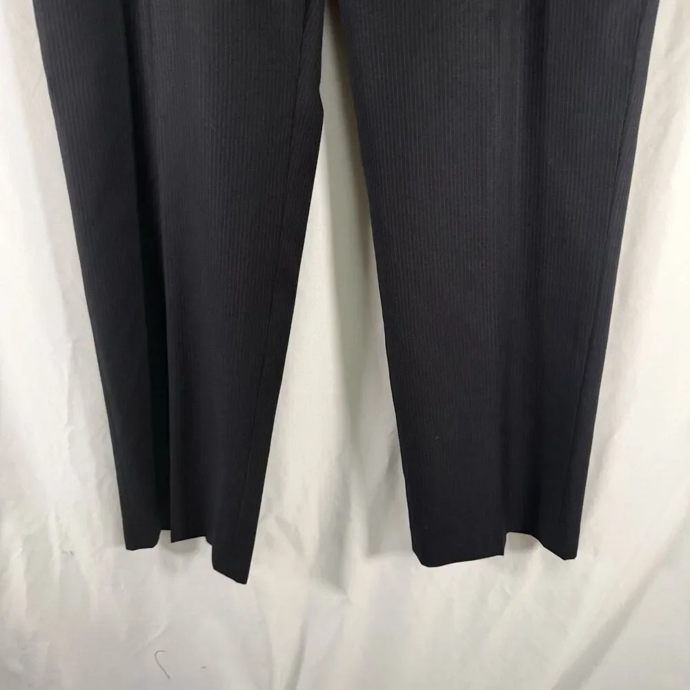 Banana Republic Wool Blend Dress Pants Men's 36x32 Black Striped Flat Front Pock